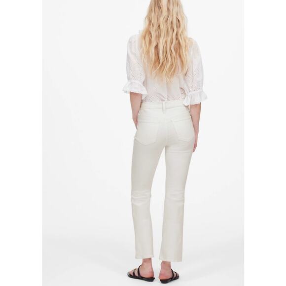 NWT Madewell Tall Kick Out Crop Jeans in Pure White Size 33T - Picture 3 of 15